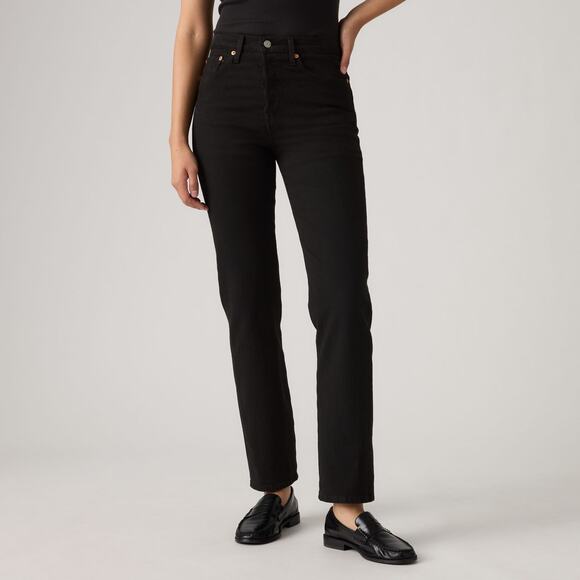 Levi's Wedgie Straight Jeans Black Denim Size 28 Minimalist High Rise Womens - Picture 1 of 9